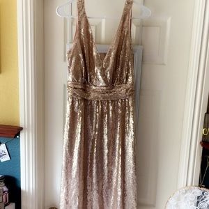 Large Rose gold sequined maxi dress